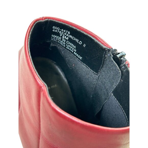 White Mountain Fairchild II Red Leather Boots Women's Sz 7.5 Side Zip Block Heel - Picture 13 of 13